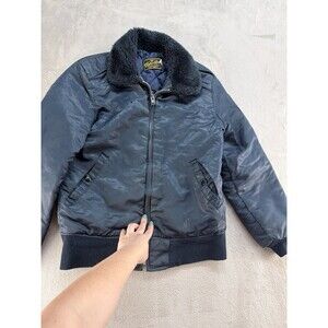 Vintage 80s Timber King Bomber Jacket USA Fur Collar Flight MA-1 XL-XL